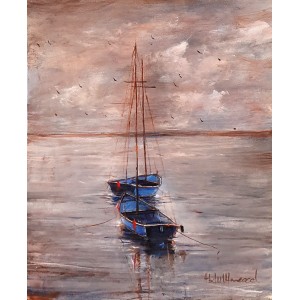 Abdul Hameed, 18 x 24 inch, Acrylic on Canvas, Seascape Painting, AC-ADHD-064